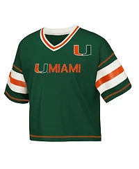Outerstuff Big Girls Green Miami Hurricanes Gridiron Jersey V-Neck T-Shirt