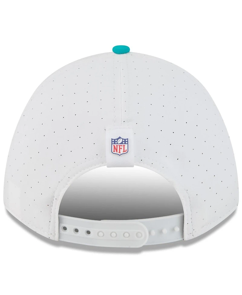 New Era Big Boys and Girls White/Aqua Miami Dolphins 2025 Nfl Training Camp A-Frame 9FORTY Adjustable Hat