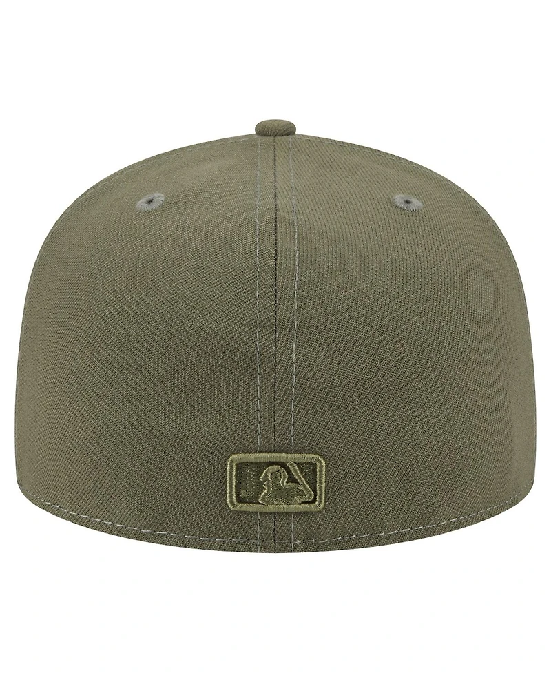 New Era Men's Olive Houston Astros Color Pack A-Frame 59FIFTY Fitted Hat