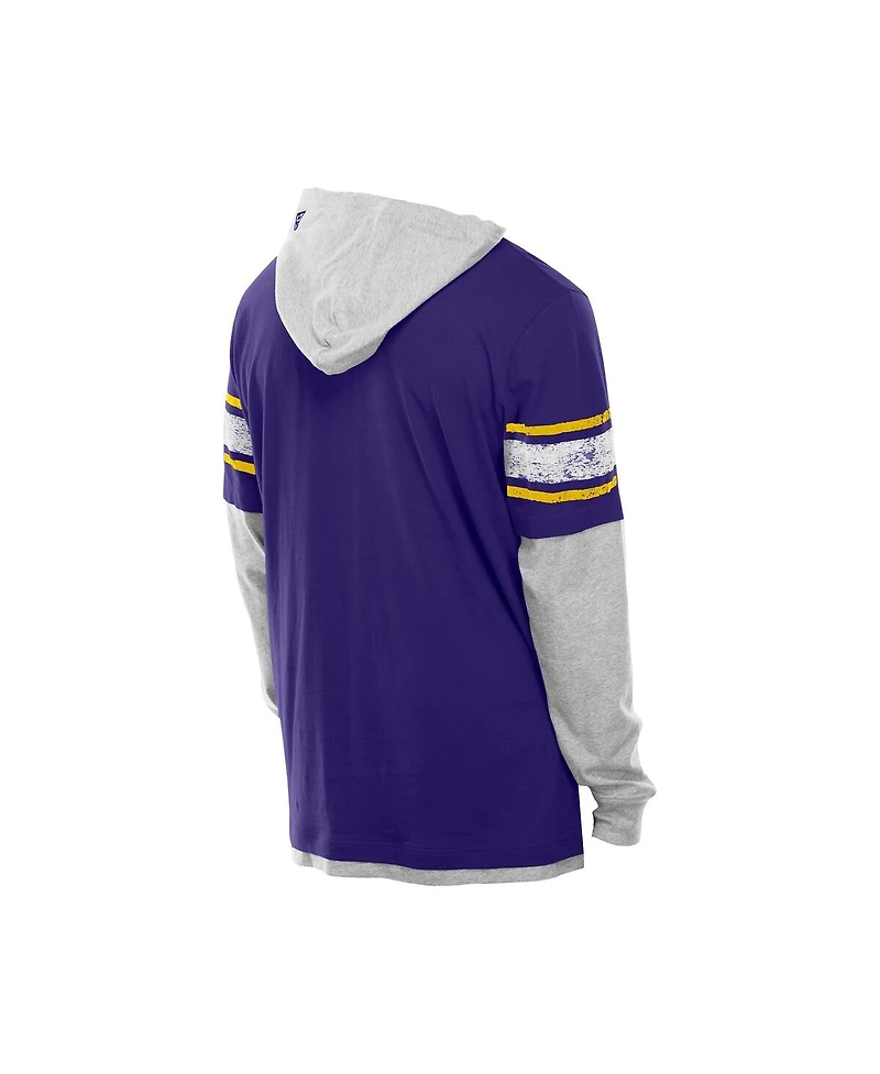 New Era Men's Purple Minnesota Vikings Twofer Layered Long Sleeve Hoodie T-Shirt