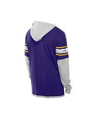 New Era Men's Purple Minnesota Vikings Twofer Layered Long Sleeve Hoodie T-Shirt