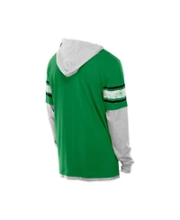 New Era Men's Kelly Green Philadelphia Eagles Twofer Layered Long Sleeve Hoodie T-Shirt