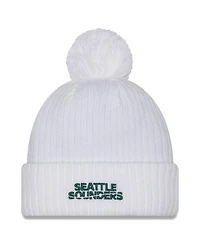 New Era Men's White Seattle Sounders Fc 2025 Jersey Hook Cuff With Pom Knit Hat