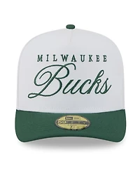 New Era Men's White/Hunter Green Milwaukee Bucks 2025 Nba Draft A-Frame 59FIFTY Fitted Hat