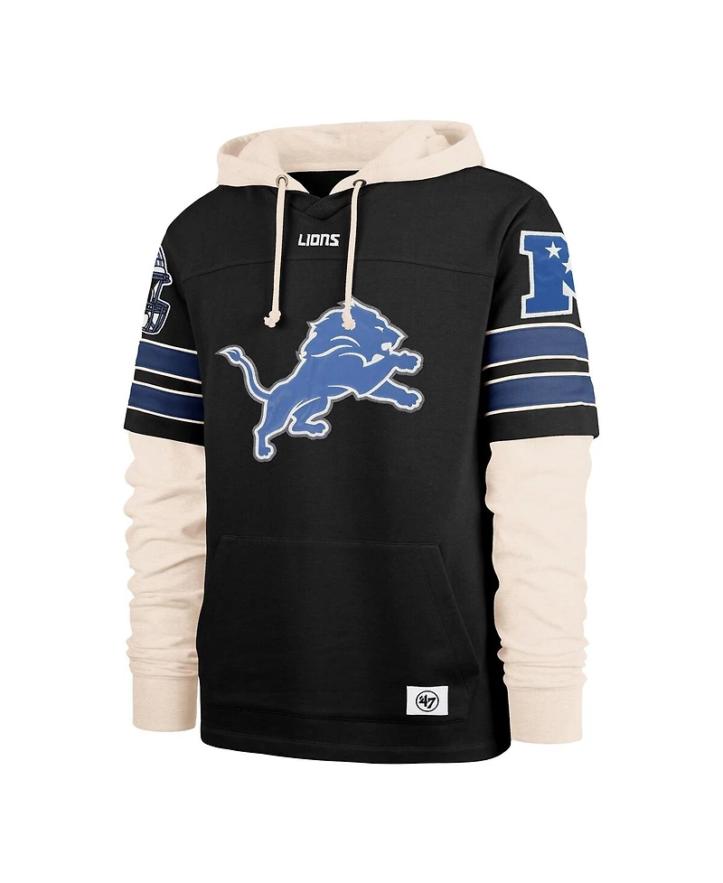 '47 Brand Men's Black Detroit Lions Split Zone Cornerback Duo Hoodie