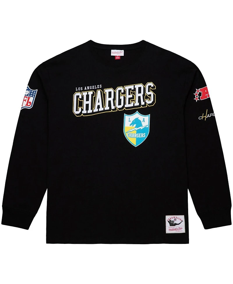 Mitchell & Ness Men's Black Los Angeles Chargers Training Camp Vintage Logos Long Sleeve T-Shirt