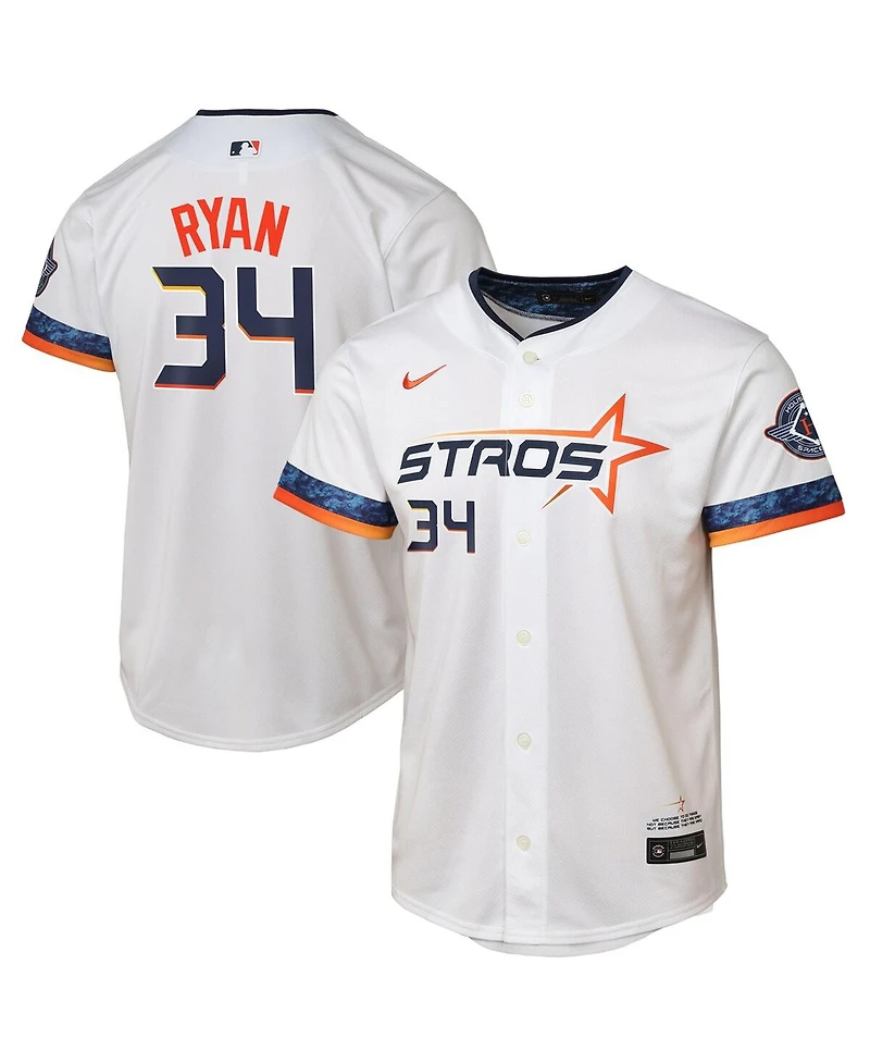 Nike Big Boys and Girls Nolan Ryan White Houston Astros 2025 City Connect Limited Player Jersey