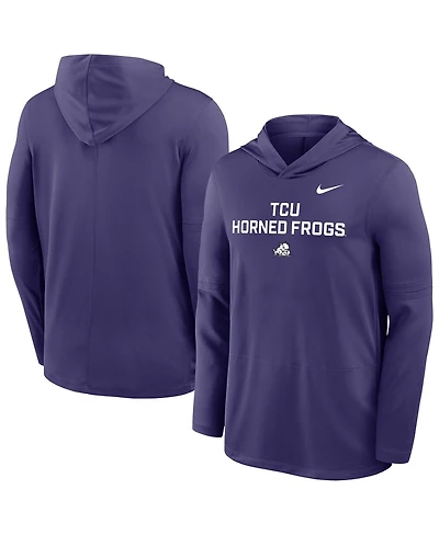 Nike Men's Purple Tcu Horned Frogs 2025 Sideline Dri-fit Long Sleeve Hoodie T-Shirt