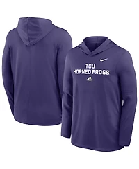 Nike Men's Purple Tcu Horned Frogs 2025 Sideline Dri-fit Long Sleeve Hoodie T-Shirt
