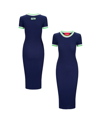 Staud Women's College Navy/Green Seattle Seahawks Colleen Dress