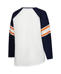 Fanatics Women's White Chicago Bears Plus Size Redzone Lace Up Long Sleeve T-Shirt