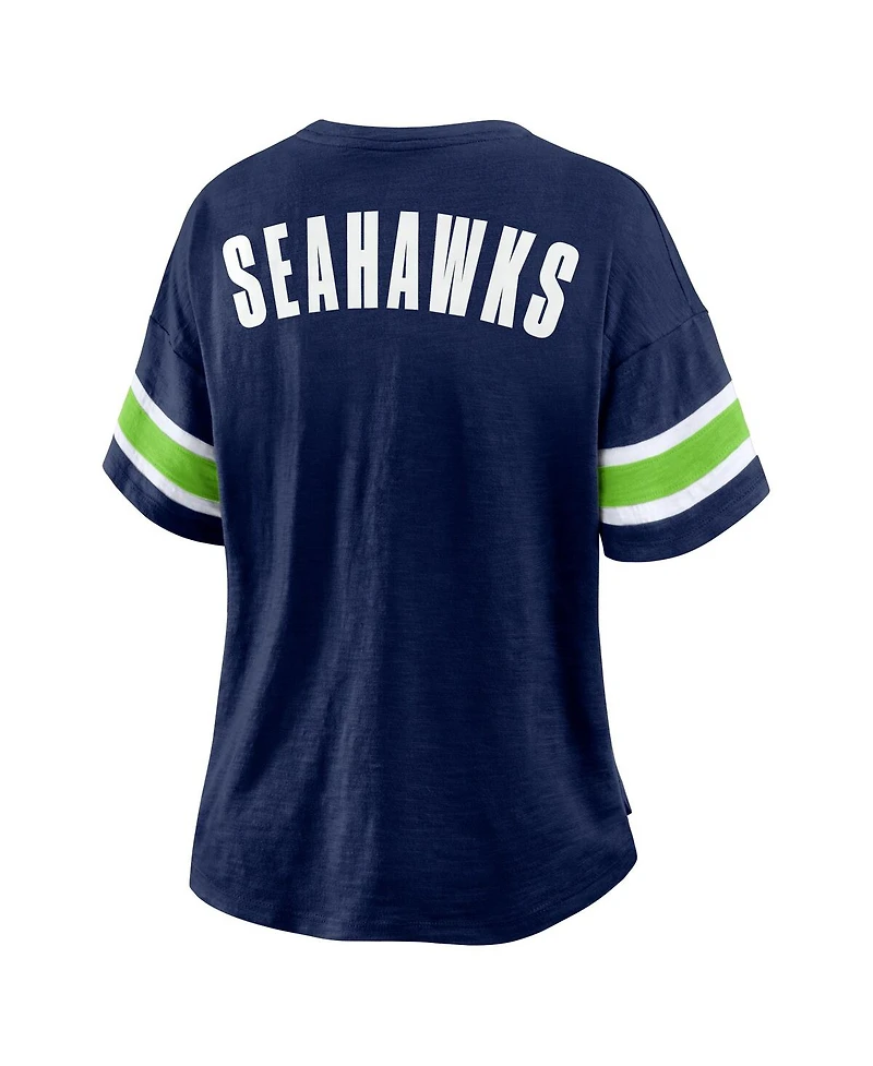 Fanatics Women's College Navy Seattle Seahawks Plus Redzone Notch Neck T-Shirt