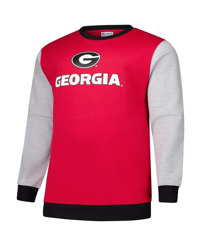Fanatics Men's Red Georgia Bulldogs Contrast Sleeve Large Chest Big Tall Pullover Sweatshirt