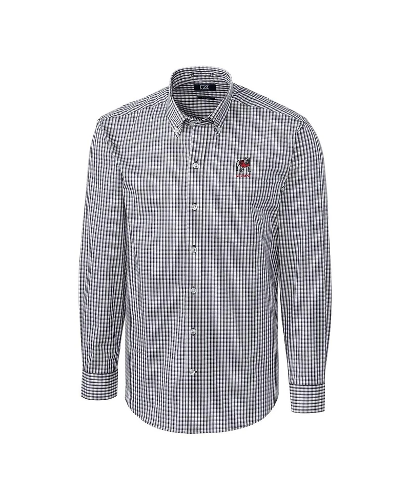 Cutter & Buck Men's Charcoal Georgia Bulldogs Alumni Logo Easy Care Stretch Gingham Dress Shirt