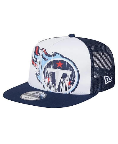 New Era Big Boys and Girls White/Navy Tennessee Titans Distressed 9FIFTY A-Frame Snapback Hat