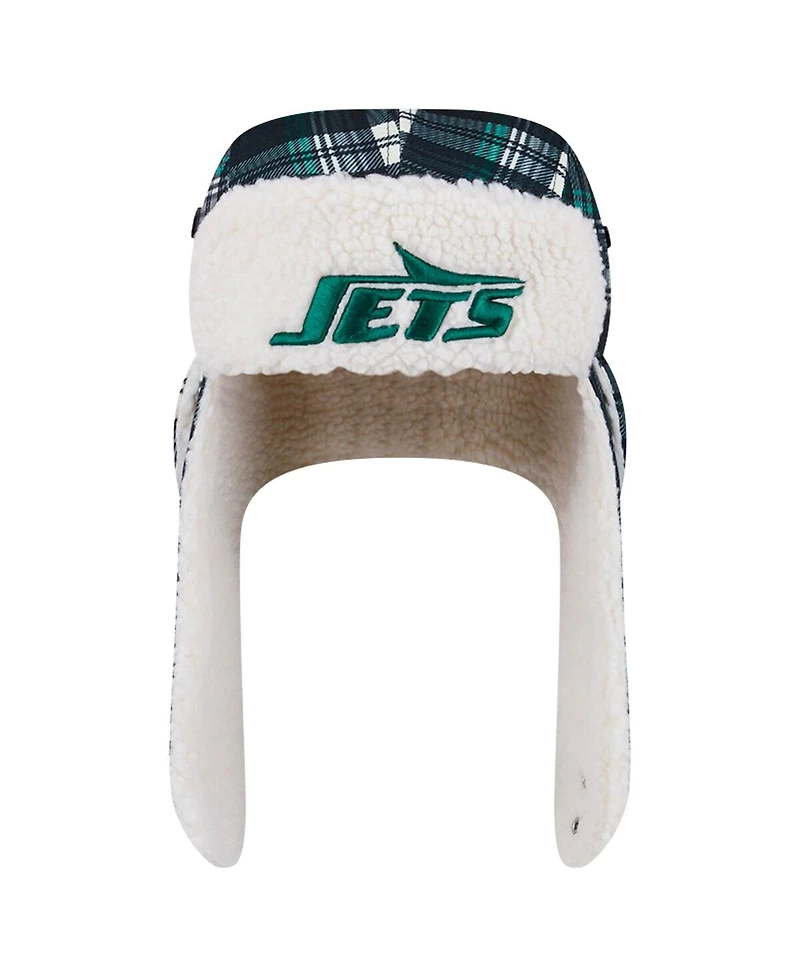 New Era Black York Jets Sideline Plaid Sherpa Trapper Hat