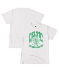 1863FC Big Boys and Girls White Celtic Retro Wordmark T-Shirt