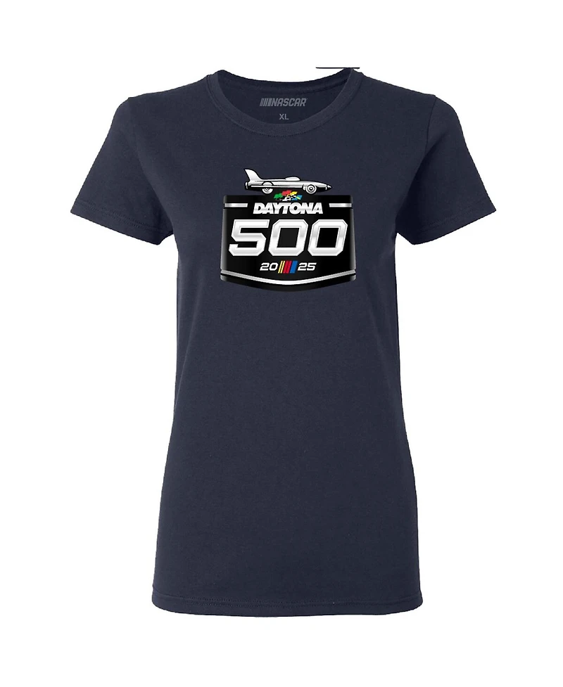Checkered Flag Sports Women's Navy Daytona International Speedway 2025 Daytona 500 Logo T-Shirt