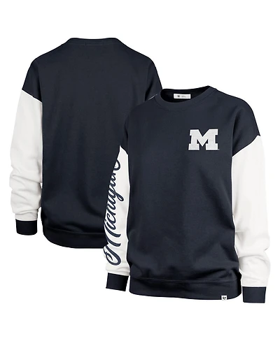 '47 Brand Women's Navy Michigan Wolverines Double Header Rise Andie Pullover Sweatshirt