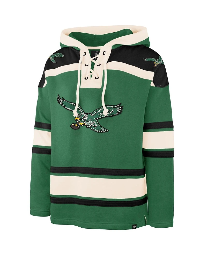 '47 Brand Men's Kelly Green Philadelphia Eagles Throwback Superior Lacer Hoodie