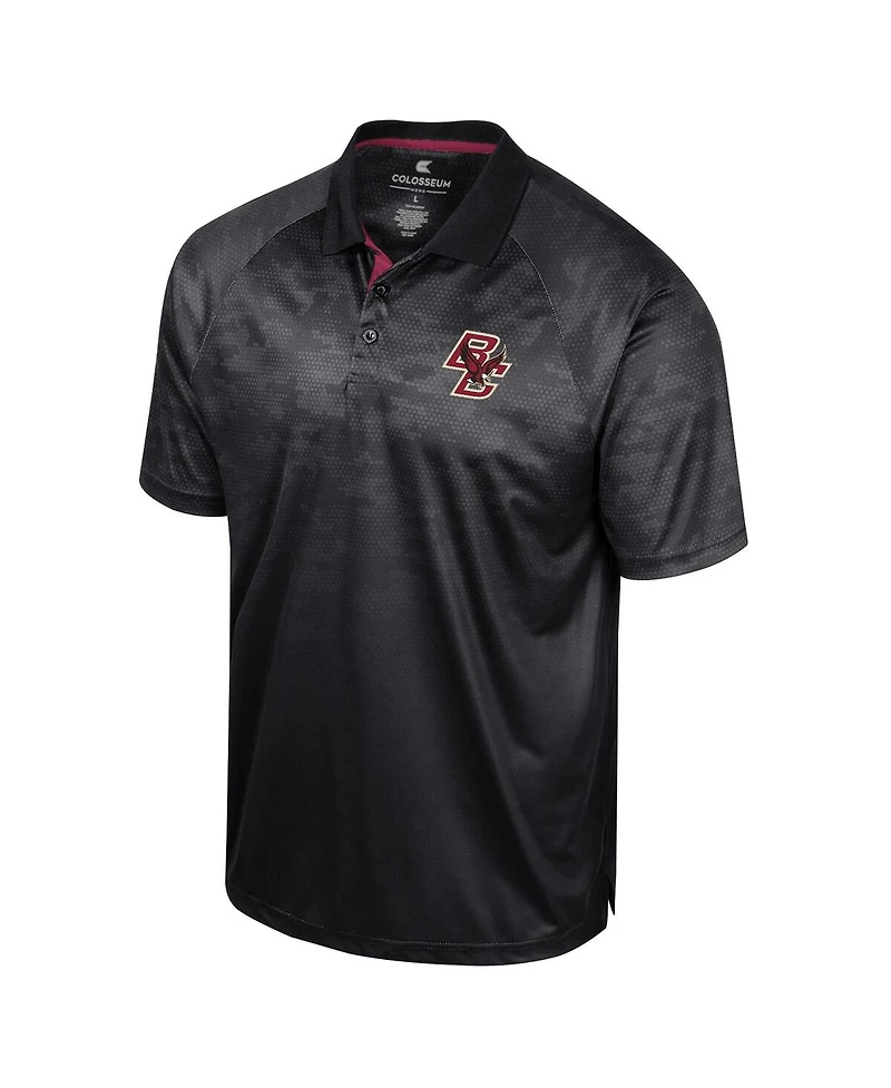 Colosseum Men's Black Boston College Eagles Honeycomb Raglan Polo Shirt