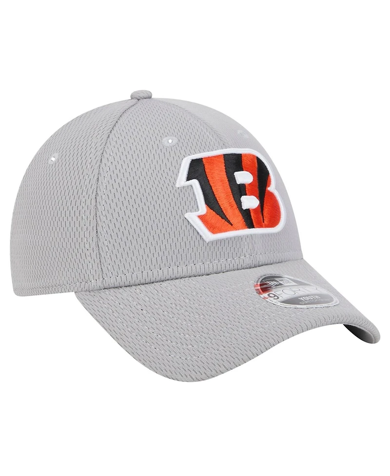 New Era Big Boys and Girls Gray Cincinnati Bengals Main 9FORTY Adjustable Hat