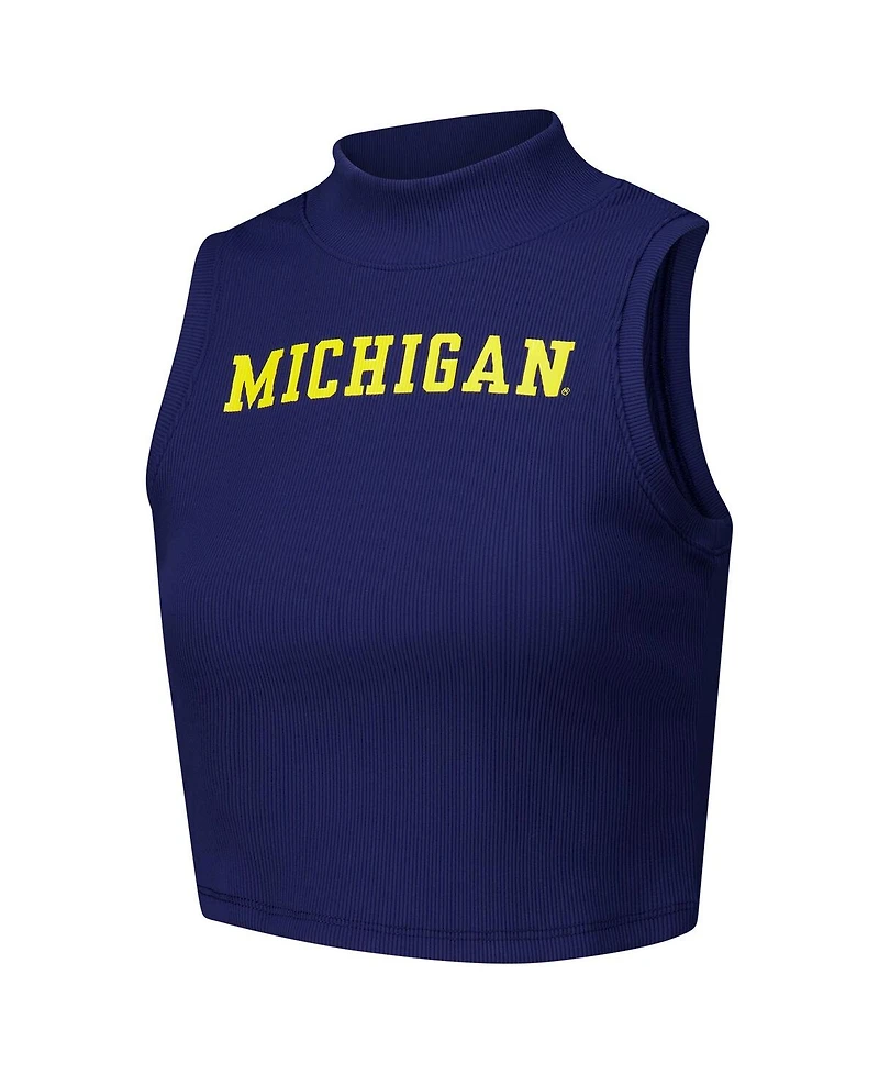 ZooZatz Women's Navy Michigan Wolverines Cropped Tank Top