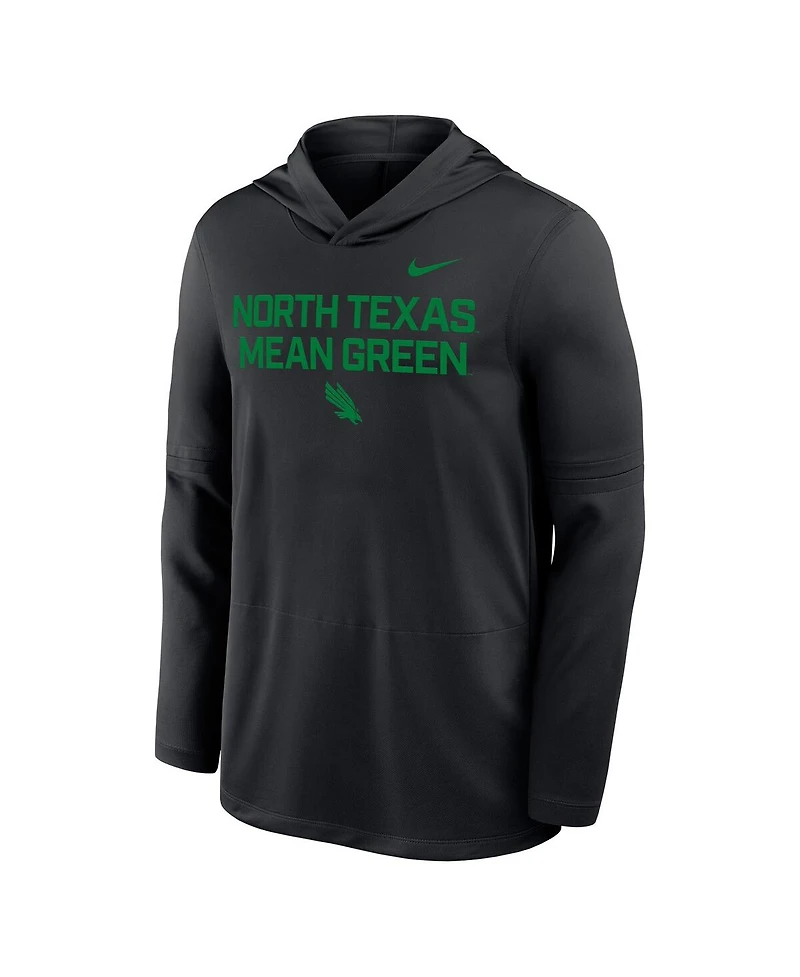 Nike Men's Black North Texas Mean Green Sideline Dri-fit Lightweight Hoodie
