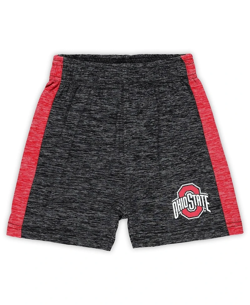Wes & Willy Toddler Scarlet/Black Ohio State Buckeyes Cloudy Yarn T-Shirt Shorts Set