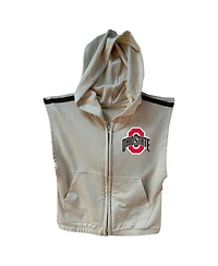 Wes & Willy Girls Toddler Tan Ohio State Buckeyes Tri-Blend Sleeveless Full-Zip Hoodie Tiered Skirt Set