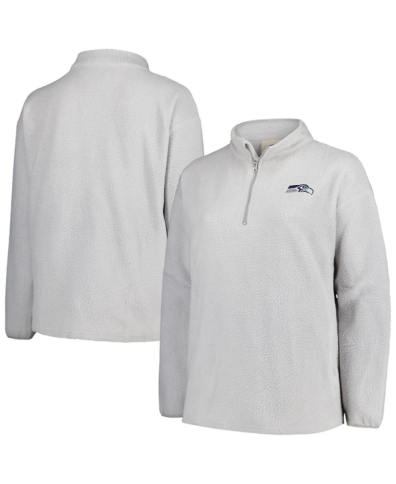 Profile Women's Gray Seattle Seahawks Plus Sherpa Quarter-Zip Jacket