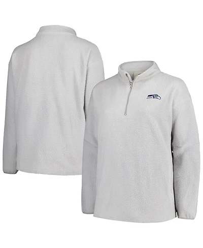 Profile Women's Gray Seattle Seahawks Plus Sherpa Quarter-Zip Jacket