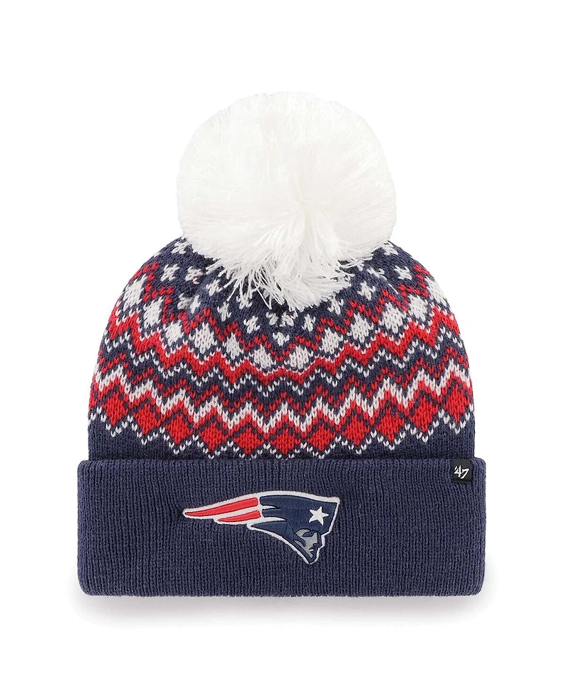 '47 Brand Women's Navy New England Patriots Elsa Cuffed With Pom Knit Hat