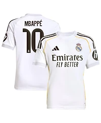 Adidas Big Boys and Girls Kylian Mbappe White Real Madrid 2025/26 Home Replica Player Jersey