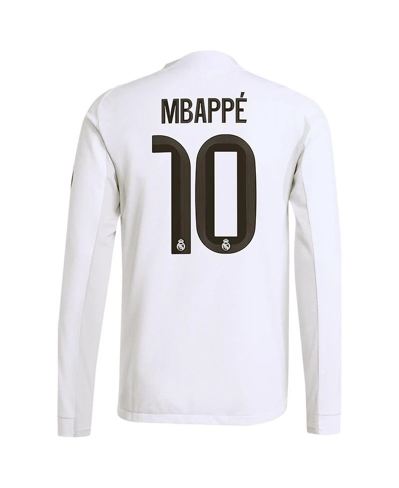 Adidas Men's Kylian Mbappe White Real Madrid 2025/26 Home Authentic Long Sleeve Player Jersey