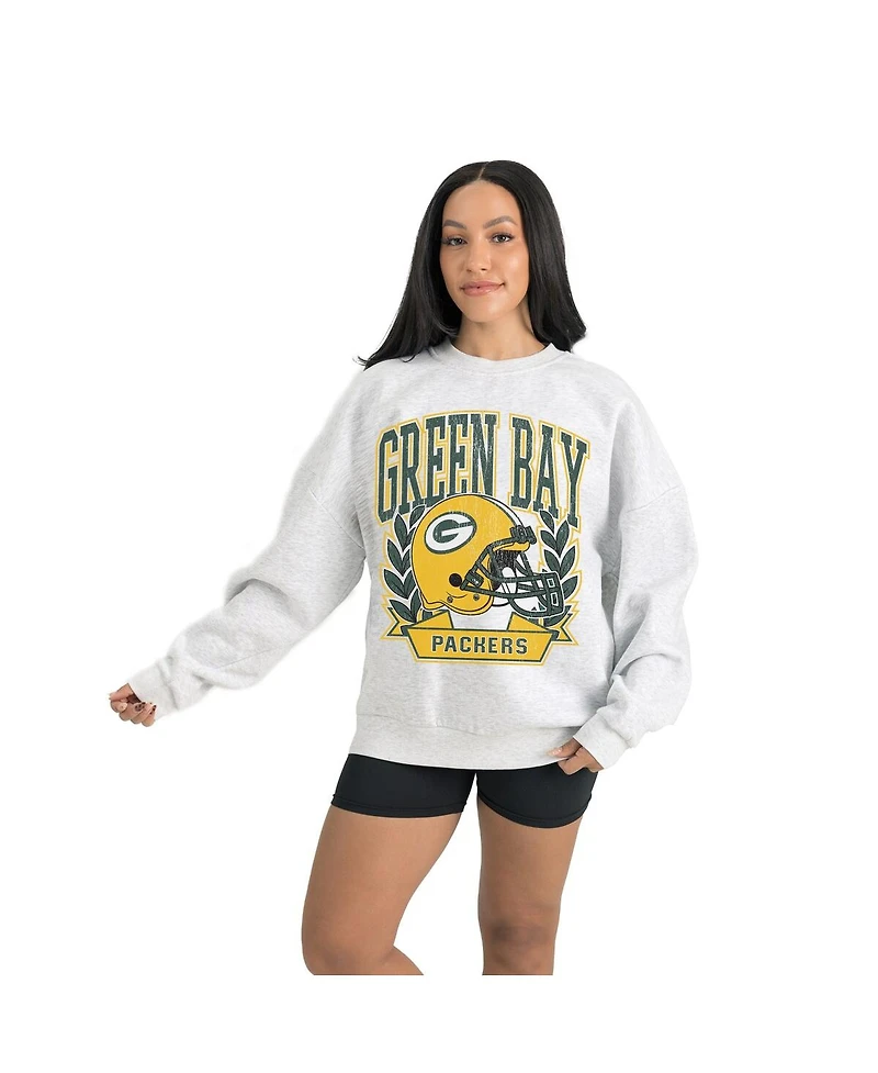 Gameday Couture Women's Gray Green Bay Packers Heritage Premium Fleece Pullover Sweatshirt
