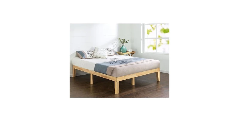 Solid Wood Platform Bed Frame in Natural Finish For Bedroom