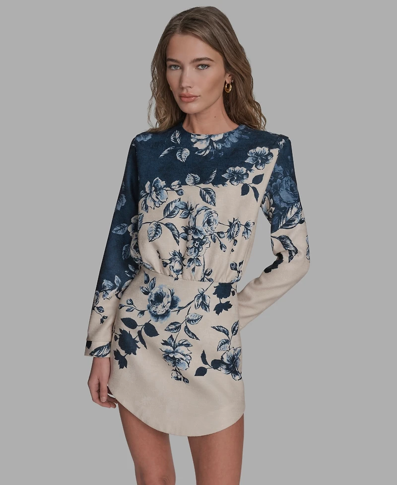 Bcbg Women's Long-Sleeve Tweed Shift Dress
