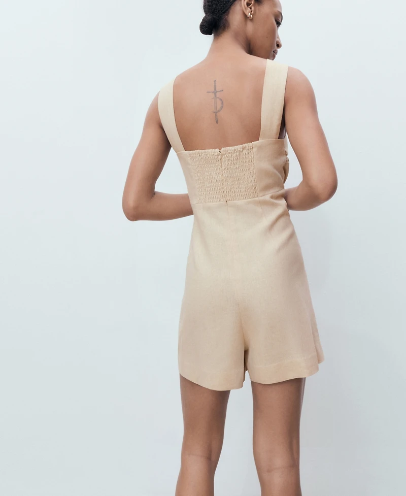 Mango Women's Hoop Detail Linen Jumpsuit