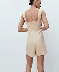 Mango Women's Hoop Detail Linen Jumpsuit