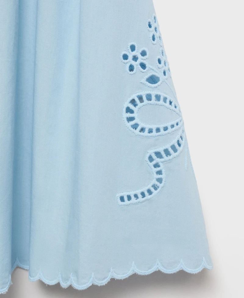 Mango Women's Scalloped Hem Embroidered Skirt