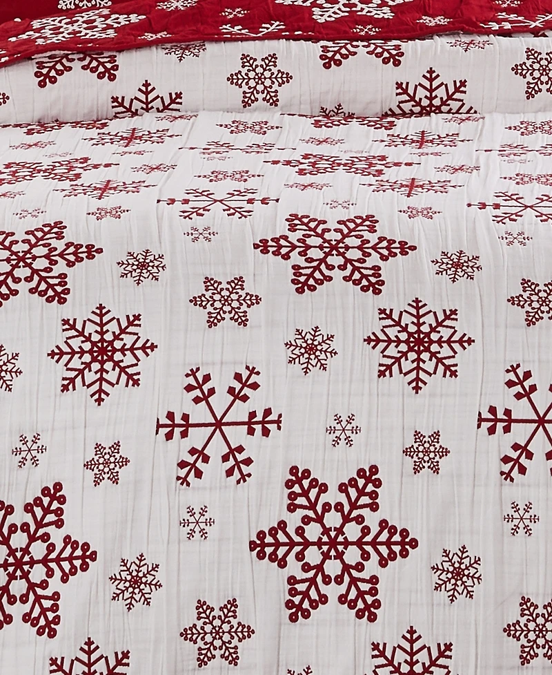 Greenland Home Fashions Snowflakes Jacquard Woven Reversible Holiday Throw, 50" x 60"