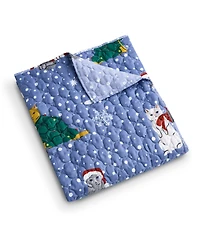 Greenland Home Fashions Winter Whiskers Pet Lover's Reversible Holiday Throw, 50" x 60"