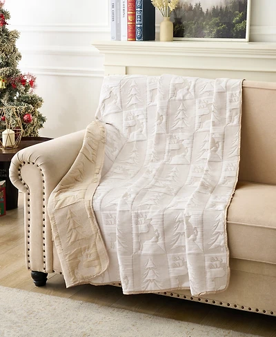 Greenland Home Fashions Reindeer Games Jacquard Woven Reversible Holiday Throw, 50" x 60"