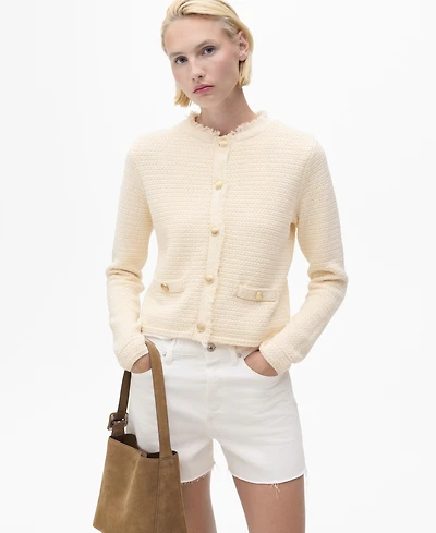 Mango Women's Frayed Ends Knitted Cardigan
