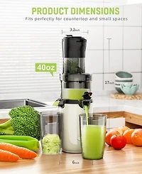 180W Juicer Machines, Cold Press Juicer, Powerful Slow Juicer with Pulp Seperation For Whole Fruits & Vegetables