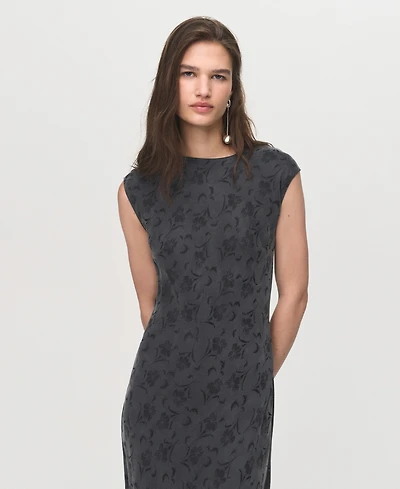 Mango Women's Satin Floral Jacquard Dress