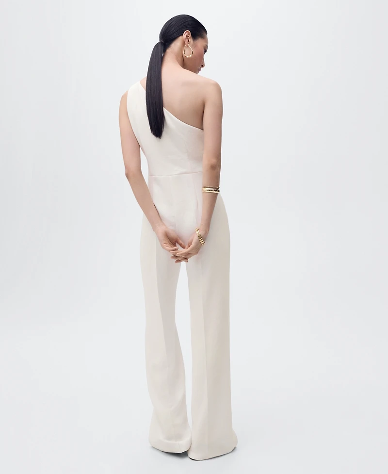 Mango Women's Asymmetrical Neck Long Jumpsuit