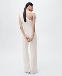 Mango Women's Asymmetrical Neck Long Jumpsuit