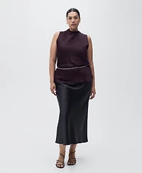 Mango Women's Draped Neck Satin Blouse